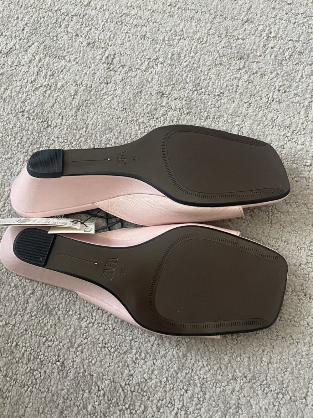 Zara Pink Rose Leather Wedge Sandals Open Toe Fashion Size 38 US 7.5 Shoes - Picture 10 of 11
